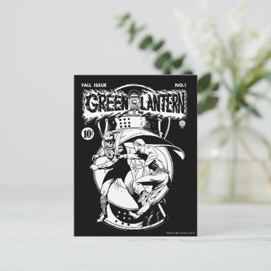 Grüne Laterne mit Kap im Kampf, Schwarz und Weiß Postkarte (Stehend Vorderseite)