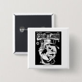 Grüne Laterne mit Kap im Kampf, Schwarzweiss Button (Vorne & Hinten)