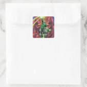 Grüne Laterne mit Lichtstrom - Farbe Quadratischer Aufkleber (Tasche)