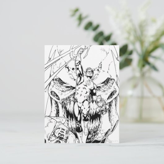 Grüne Laterne mit Lichtstrom Postkarte (Stehend Vorderseite)