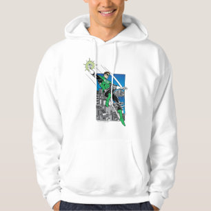 Grüne Laterne mit Stadt-Hintergrund Hoodie