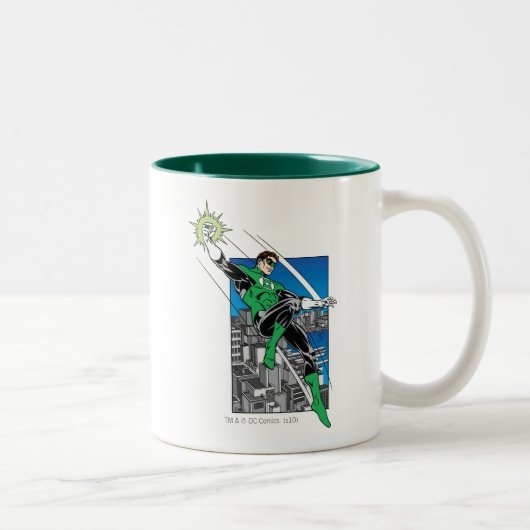 Grüne Laterne mit Stadtgeschichte Zweifarbige Tasse (Rechts)