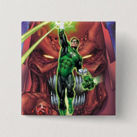 Grüne Laterne mit Strom des Lichtes - Farbe Button (Vorderseite)