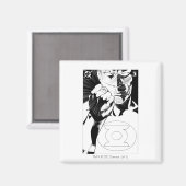 Grüne Laterne nah nach oben, Schwarz und Weiß Magnet (Vorderseite/Rückseite)