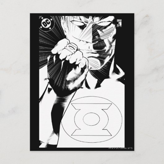 Grüne Laterne nah nach oben, Schwarz und Weiß Postkarte (Vorderseite)