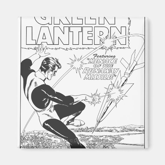 Grüne Laterne - Runaway Missile, Schwarz und Weiß Magnet (Vorne)