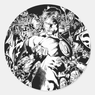 Grüne Laterne umgeben Runder Aufkleber