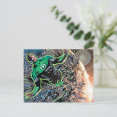 Grüne Laterne und der Mond Postkarte (Stehend Vorderseite)