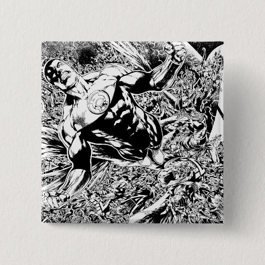 Grüne Laterne und der Mond - Schwarzweiss Button (Vorderseite)