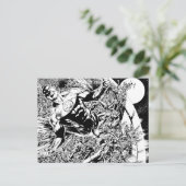 Grüne Laterne und der Mond - Schwarzweiss Postkarte (Stehend Vorderseite)