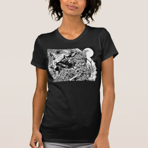 Grüne Laterne und der Mond - Schwarzweiss T-Shirt