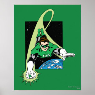 Grüne Laterne und Erde Poster