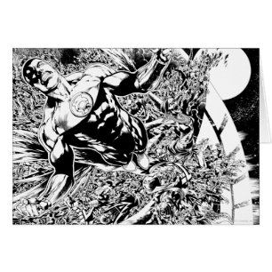 Grüne Laterne und Mond - Schwarz und Weiß