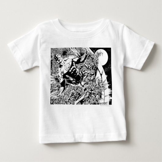 Grüne Laterne und Mond - Schwarz und Weiß Baby T-shirt (Vorderseite)