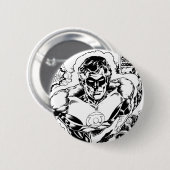 Grüne Laternen Fliegen, Schwarz und Weiß Button (Vorne & Hinten)