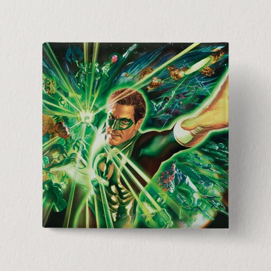 Grüne Laternen-Malerei Button (Vorderseite)