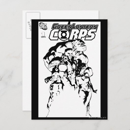 Grüne Laternenkorps, schwarz und weiß Postkarte (Vorne/Hinten)