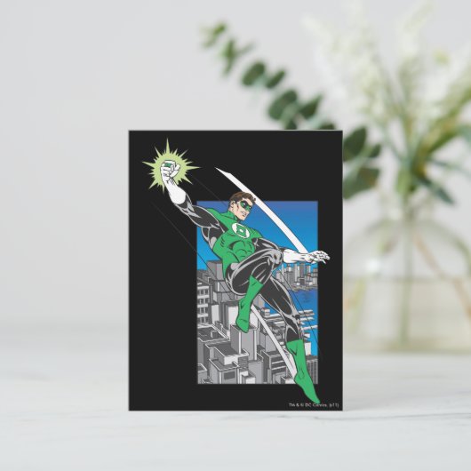 Grüne Laternenländer in der Stadt Postkarte (Stehend Vorderseite)