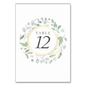 Grüne Laurel Garland Elegant Gold Tischnummer (Vorderseite)