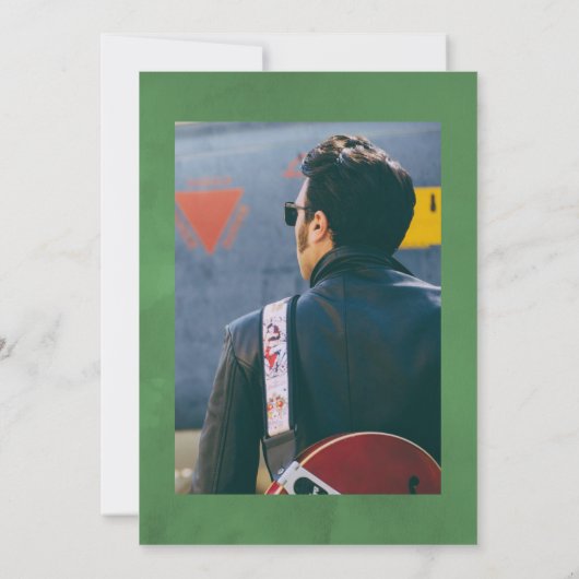 Grüne Laurel Wappen Monogram Celebration of Life Einladung (Rückseite)