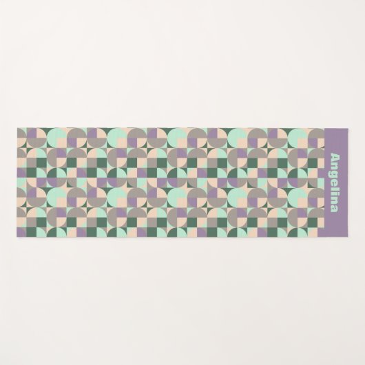 Grüne Lavendel, beige, geometrischer Mustername Yogamatte (Vorderseite (Horizontal))