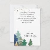 Grüne Lavendel Gold Pine Bäume Inspiration Dankeskarte (Rückseite)