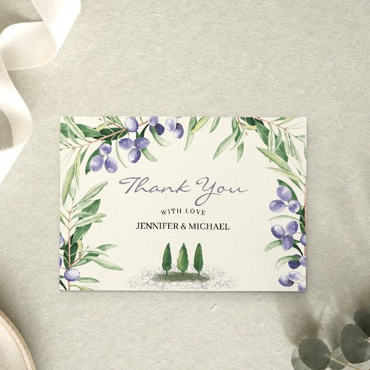 Grüne Lavendel-Rustikal-Hochzeit Dankeskarte