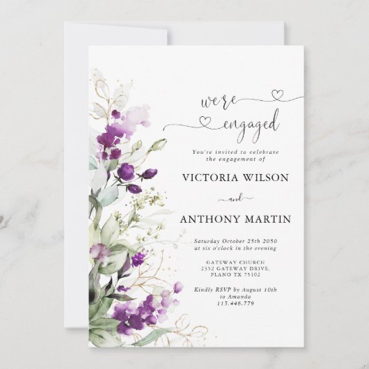 Grüne Lavender Engagement Partei Einladung (Vorderseite)