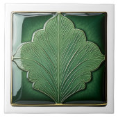 Grüne Leaf Art Deco Fliese (Vorderseite)
