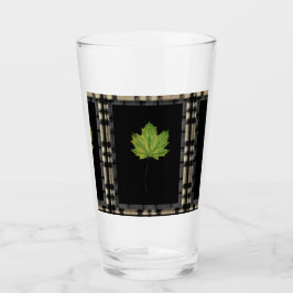 GRÜNE LEAF AUF SCHWARZ GLAS