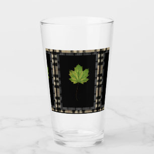 GRÜNE LEAF AUF SCHWARZ GLAS