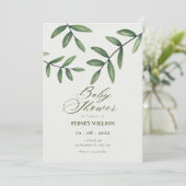 Grüne Leaf-Babydusche Einladung (Stehend Vorderseite)