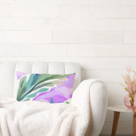 GRÜNE LEAF-BLUME MIT LILA HINTERGRUND LENDENKISSEN