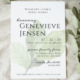 Grüne Leaf Bridal Dusche Einladung