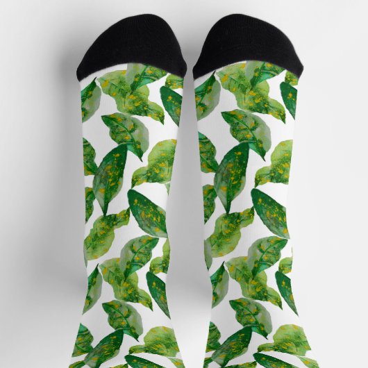 Grüne Leaf-Drucksocken Socken (Oben)
