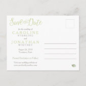 Grüne Leaf Einfachheit Save the Date Postkarte (Rückseite)