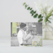 Grüne Leaf Einfachheit Save the Date Postkarte (Stehend Vorderseite)