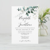 Grüne Leaf Gold Zeichnend Emerald Foliage Wedding Einladung (Stehend Vorderseite)