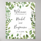 Grüne Leaf-Grenze Wasserfarbe Begrüßungsschick Poster (Vorne)
