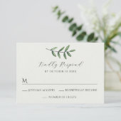 Grüne Leaf-Hochzeit RSVP Karte (Stehend Vorderseite)