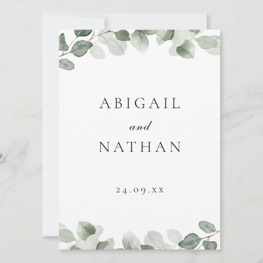 Grüne Leaf Hochzeitsfeier oder Empfang Programm (Vorderseite)