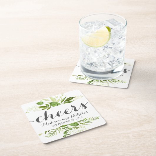 Grüne Leaf Hochzeitspapier Untersetzer, Rustikale Rechteckiger Pappuntersetzer (Vor Ort)