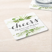 Grüne Leaf Hochzeitspapier Untersetzer, Rustikale  Rechteckiger Pappuntersetzer (angewinkelt)