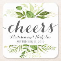 Grüne Leaf Hochzeitspapier Untersetzer, Rustikale