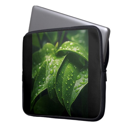 GRÜNE LEAF LAPTOP SLEEVE (Vorderseite Links)