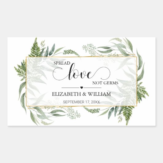 Grüne Leaf-Liebe nicht Germs Hand Sanitizer Rechteckiger Aufkleber (Vorderseite)