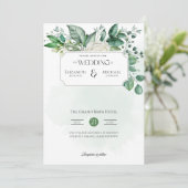 Grüne Leaf Print oder digitale Hochzeit Einladung (Stehend Vorderseite)