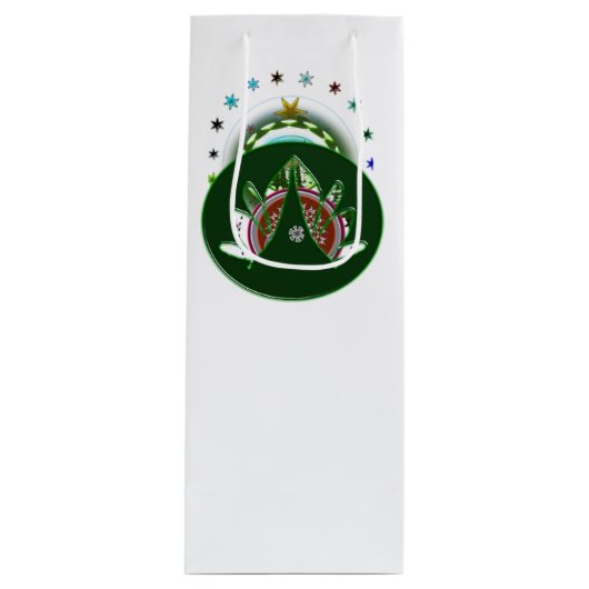 Grüne Leaf Stars Geschenktasche Geschenktüte Für Weinflaschen (Vorderseite)