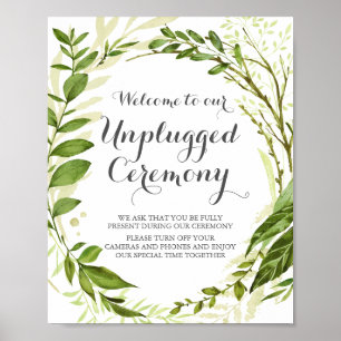 Grüne Leaf Unplugged Zeremonie Zeichen rustikale V Poster