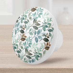 Grüne Leaf Wasserfarbe Botanische Natur Keramikknauf